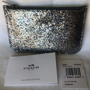 Coach Glitter Zip Card Case/Wallet